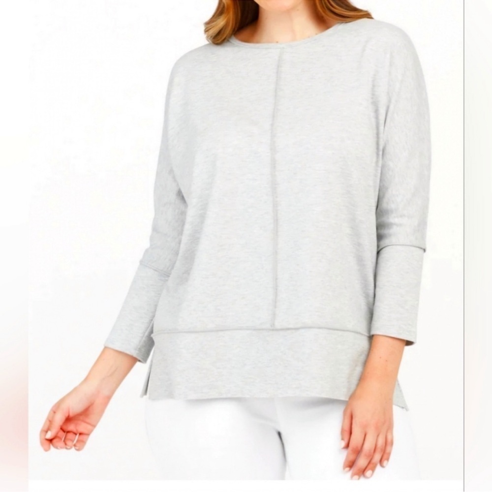Spanx Dolman Perfect Length Top Soft Grey Heather Size Small Petite